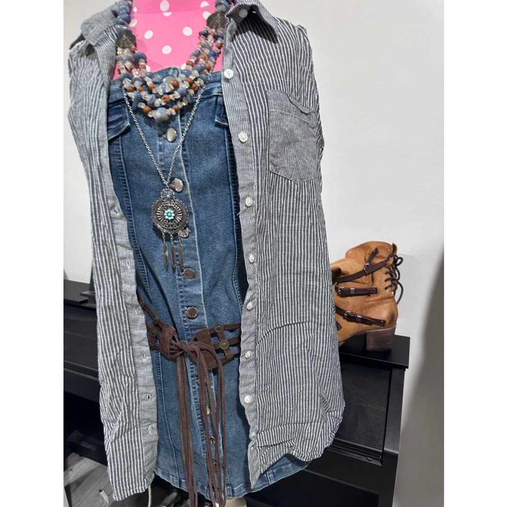 Women's Unbranded Denim Dress M Blue Gray